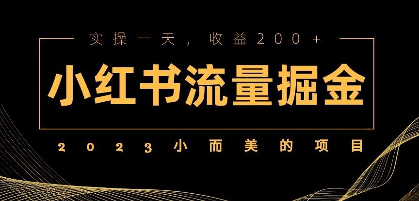 2023小而美的项目,小红书流量掘金,实操一天,收益200+【揭秘】
