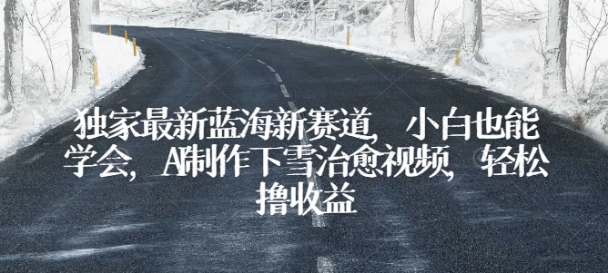 独家最新蓝海新赛道,小白也能学会,AI制作下雪治愈视频,轻松撸收益【揭秘】