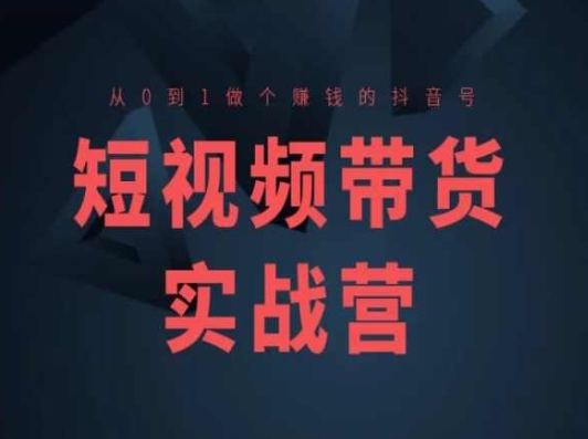 短视频带货实战营(高阶课),从0到1做个赚钱的抖音号