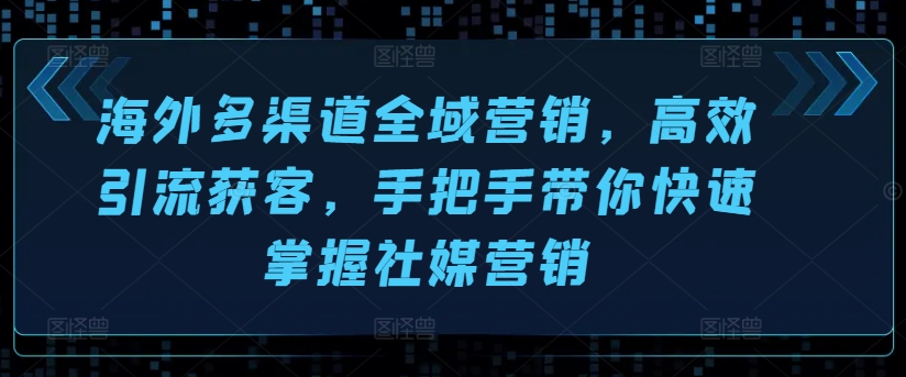 海外多渠道全域营销,高效引流获客,手把手带你快速掌握社媒营销