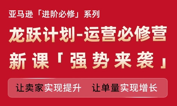 亚马逊进阶必修系列,龙跃计划-运营必修营新课,让卖家实现提升 让单量实现增长