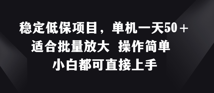 稳定低保项目,单机一天50+适合批量放大 操作简单 小白都可直接上手【揭秘】