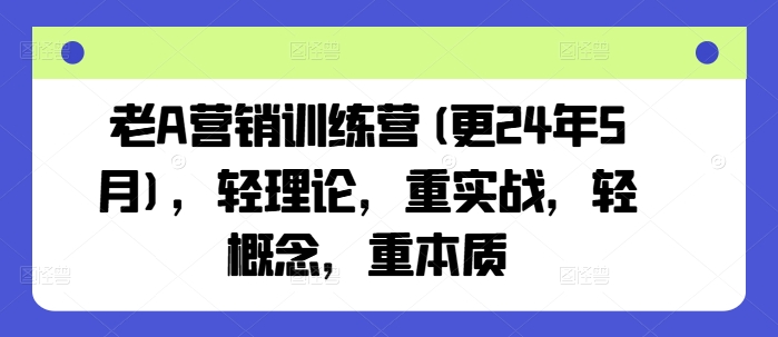 老A营销训练营(更24年12月),轻理论,重实战,轻概念,重本质