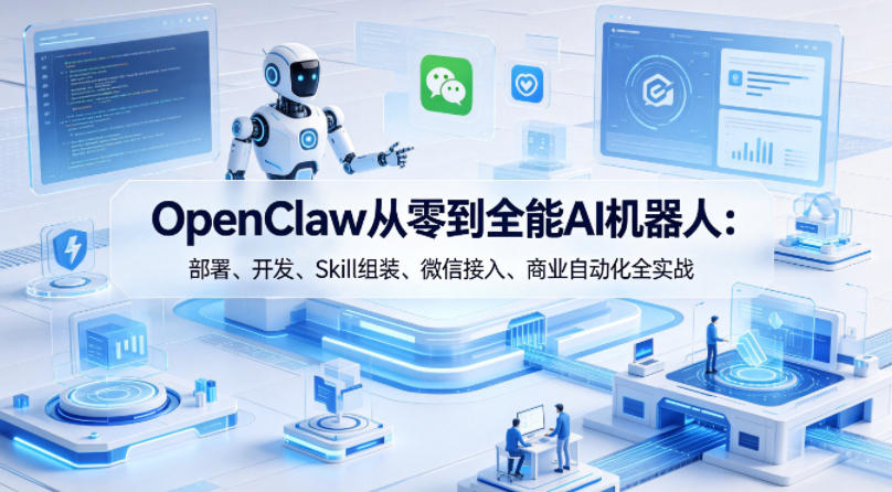 OpenClaw从零到全能AI机器人:部署、开发、Skill组装、微信接入、商业自动化全实战