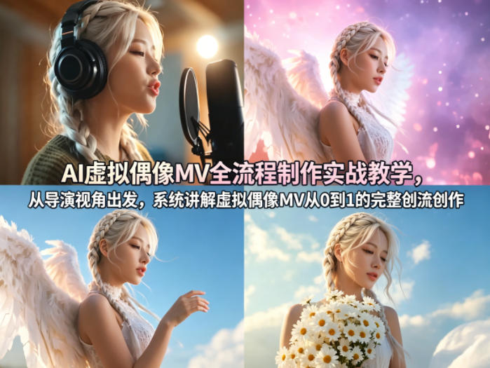 AI虚拟偶像MV全流程制作实战教学,从导演视角出发,系统讲解虚拟偶像MV从0到1的完整创作流程