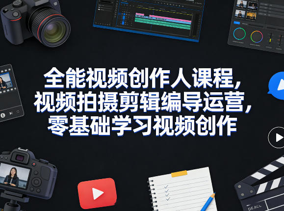 全能视频创作人课程，视频拍摄剪辑编导运营，零基础学习视频创作（更新2026年3月）