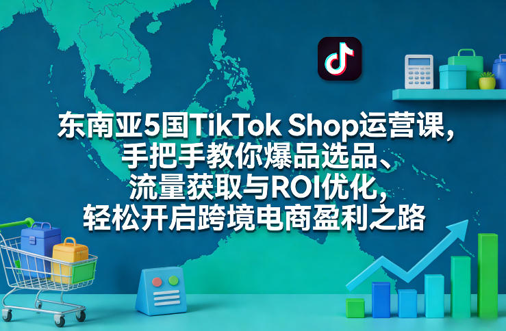 东南亚5国TikTok Shop运营课,手把手教你爆品选品、流量获取与ROI优化,轻松开启跨境电商盈利之路