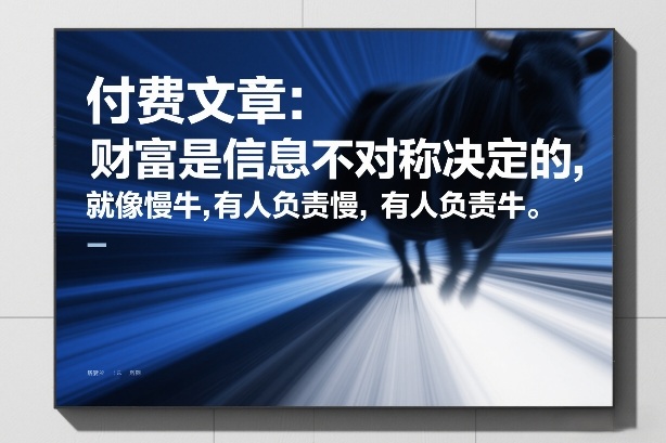 付费文章:财富是信息不对称决定的,就像慢牛,有人负责慢,有人负责牛