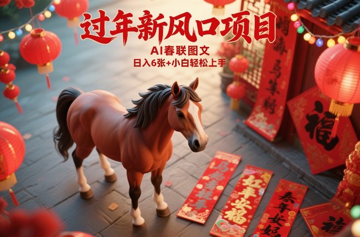 过年新风口项目,用ai春联图文,日入6张+小白轻松上手【揭秘】