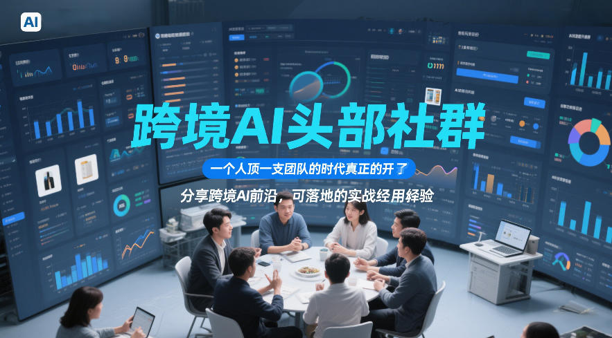 跨境AI头部社群，一个人顶一支团队的时代真正的开始了，分享跨境AI前沿，可落地的实战经验