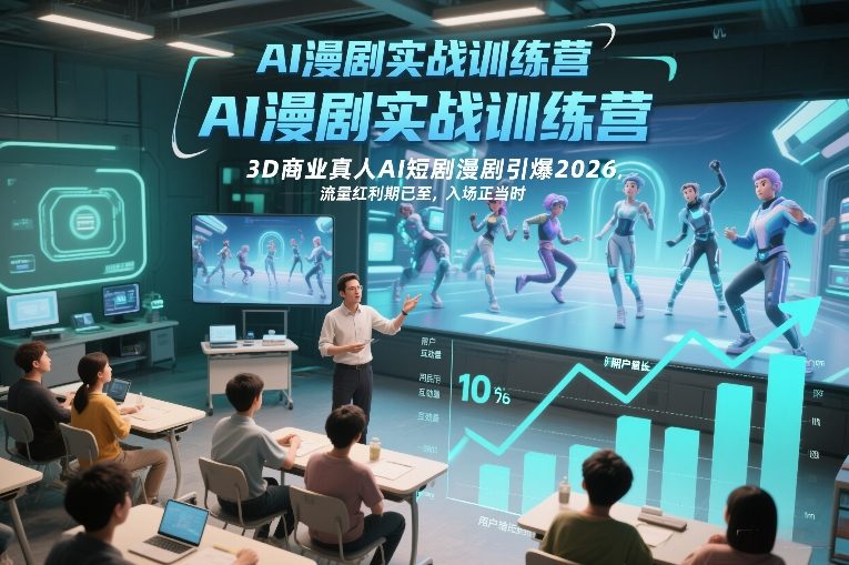 AI漫剧实战训练营，3D商业真人AI短剧漫剧引爆2026，流量红利期已至，入场正当时