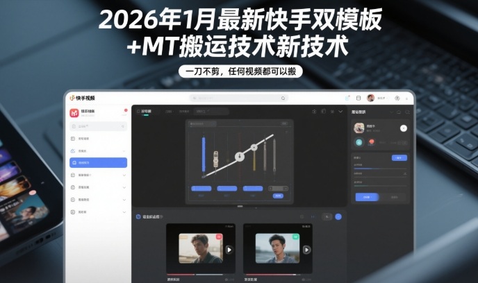 2026年1月最新快手双模板+MT搬运技术,一刀不剪,任何视频都可以搬