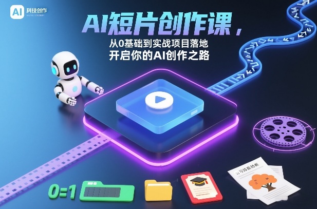 AI短片创作课,从0基础到实战项目落地,开启你的AI创作之路