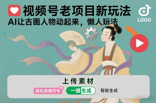 视频号老项目新玩法，AI让古画人物动起来，懒人玩法，附详细教程