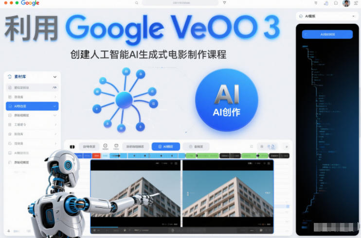 利l用Google Veo 3创建人工智能AI生成式电影制作课程，使用人工智能的力量创建令人惊叹的视频