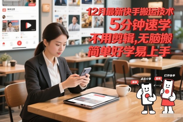 12月最新快手搬运技术，5分钟速学，不用剪辑无脑搬，简单好学易上手