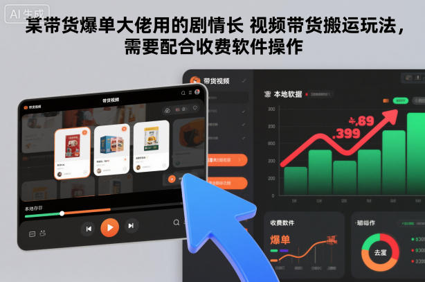 某带货爆单大佬用的剧情长视频带货搬运玩法,需要配合收费软件操作