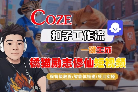Coze扣子智能体工作流一键生成“橘猫励志修仙“短视频,全流程保姆级教学
