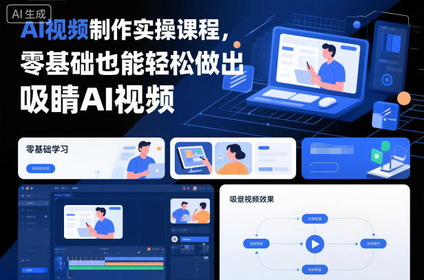 AI视频制作实操课程，零基础也能轻松做出吸睛AI视频
