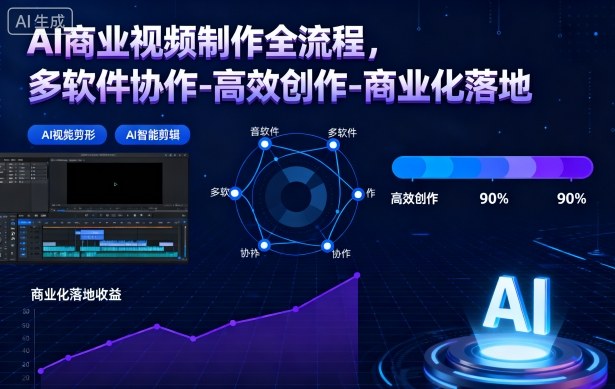AI商业视频制作全流程,多软件协作-高效创作-商业化落地