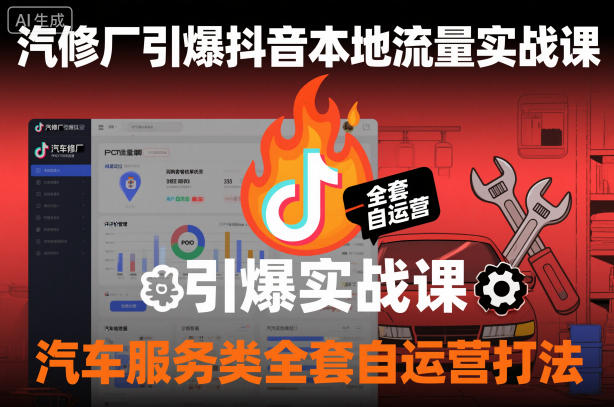 汽修厂引爆抖音本地流量实战课，汽车服务类全套自运营打法
