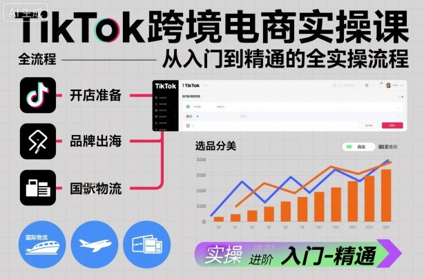 TikTok跨境电商实操课,从入门到精通的全实操流程