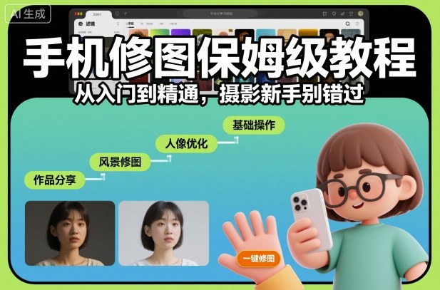 手机修图保姆级教程，从入门到精通，摄影新手别错过