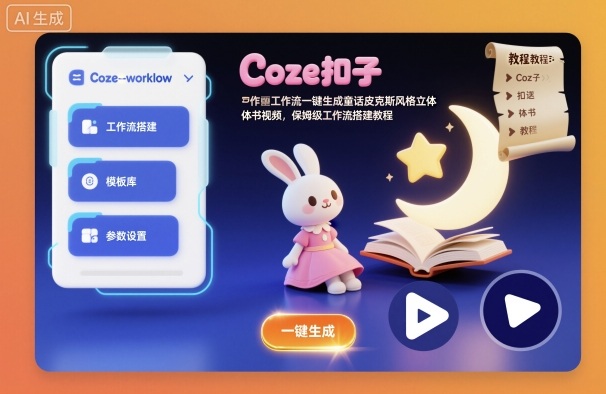 Coze扣子工作流一键生成童话皮克斯风格立体书视频,保姆级工作流搭建教程