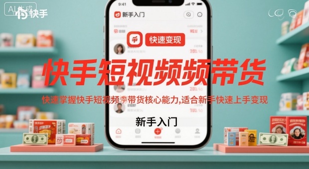 快手短视频带货,快速掌握快手短视频带货核心能力,适合新手快速上手变现