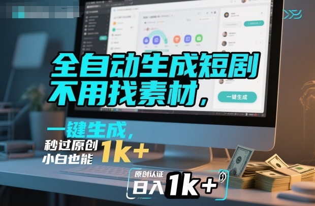 全自动生成短剧,不用找素材,不用剪辑,一键生成,秒过原创,小白也能轻松日入1k+【揭秘】