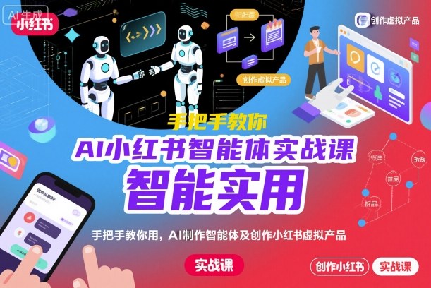 AI小红书智能体实战课，手把手教你用AI制作智能体及创作小红书虚拟产品，提效+内容商业化