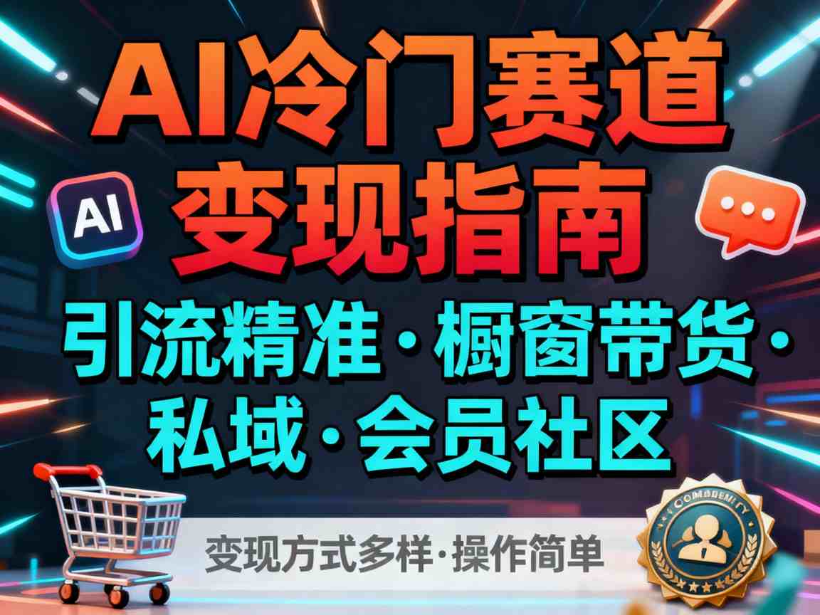 AI冷门赛道,引流精准,橱窗带货+私域+会员社区,变现方式多样,操作简单