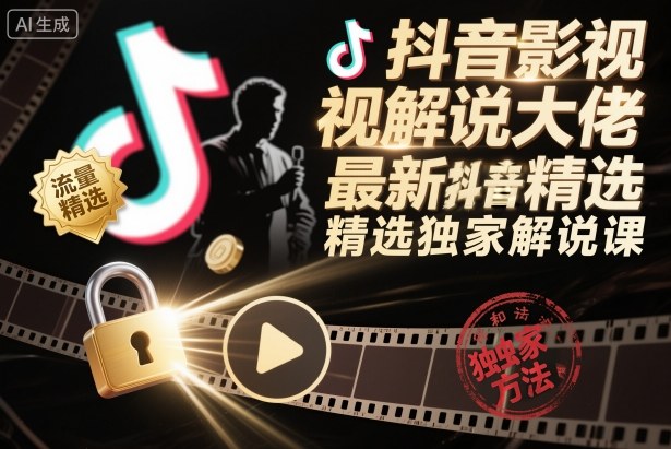 抖音影视解说大佬最新抖音进精选和独家方法,精选独家解说课