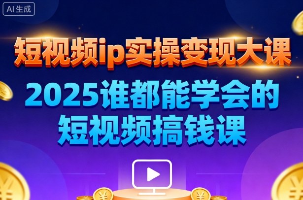 短视频ip实操变现大课，7月26-27日广州站线下课，2025谁都能学会的短视频搞钱课