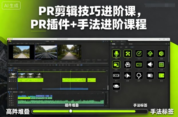 PR剪辑技巧进阶课,PR插件+手法进阶课程