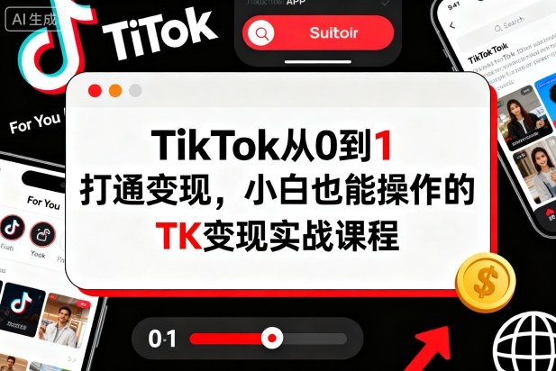TikTok从0到1打通变现,小白也能操作的TK变现实战课程