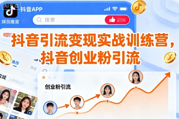 抖音引流变现实战训练营,抖音创业粉引流