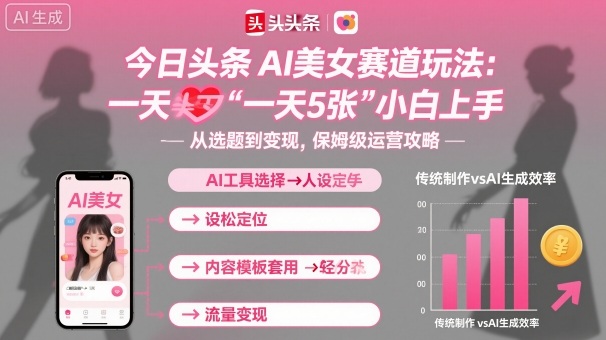今日头条AI美女赛道玩法，一天轻松5张，小白轻松上手