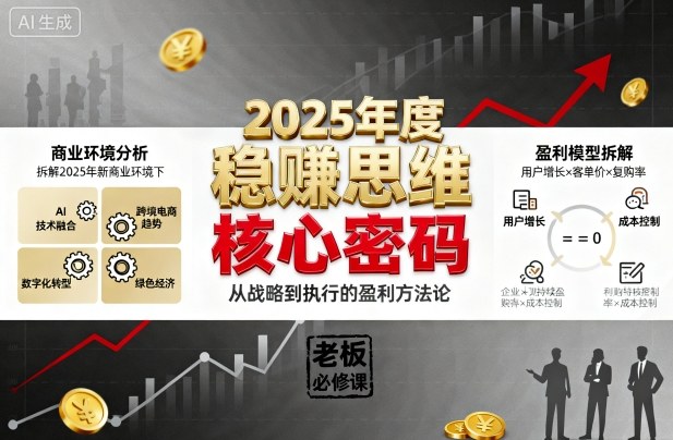 2025年度稳賺思维老板创业营，拆解2025年新商业环境下，企业实现持续盈利的核心密码