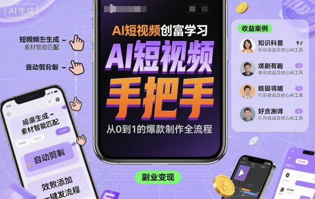 AI短视频创富学习,手把手教会你制作AI短视频