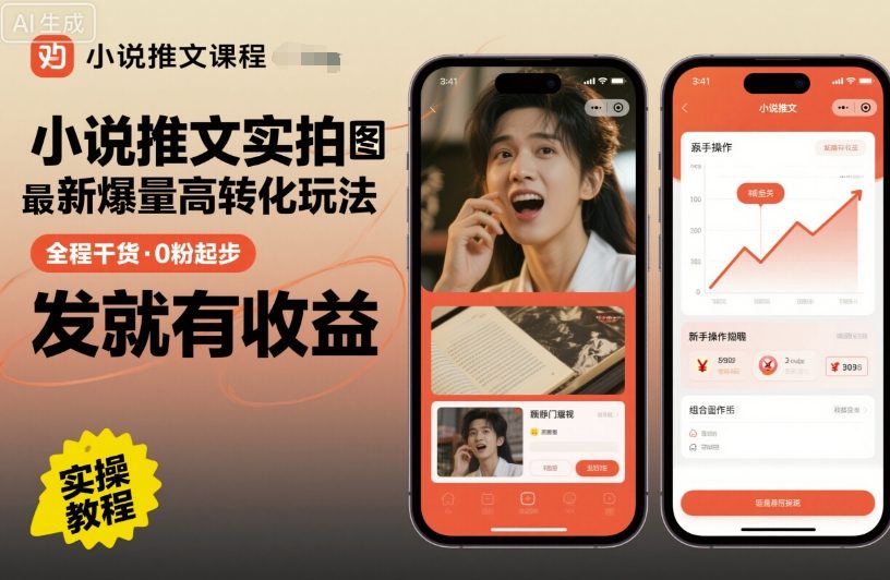 小说推文实拍双图文最新爆量高转化玩法,全程干货,0粉起步,发就有收益
