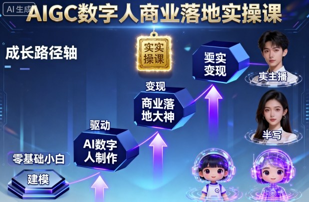 AIGC数字人商业落地实操课，从零基础小白到AI数字人大神
