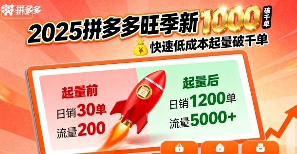 2025拼多多旺季新老店铺——快速低成本起量破千单