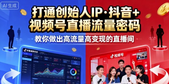 25年直播9-10两期线下课,打通创始人IP,抖音+视频号直播流量密码,教你做出高流量高变现的直播间