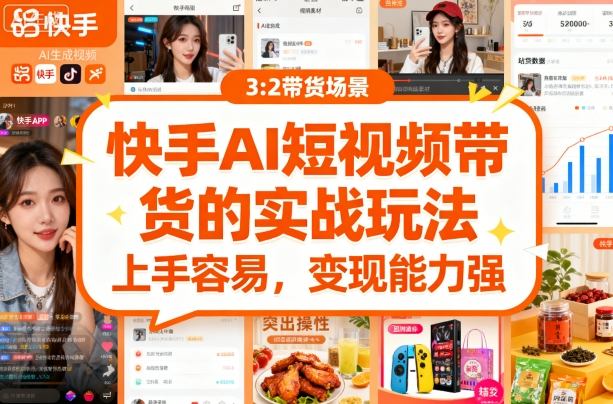 快手ai短视频带货的实战玩法，上手容易，变现能力强