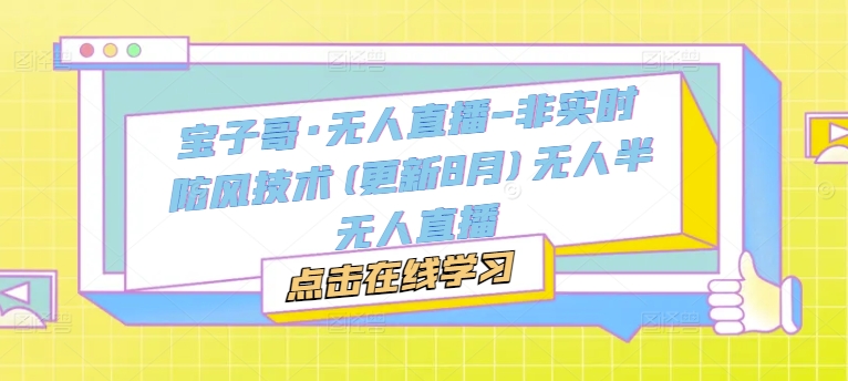 宝子哥·无人直播-非实时防风技术(更新25年8月)无人半无人直播