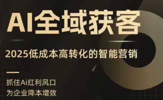 AI全域获客实训营,2025低成本高转化的智能营销,精准找客,高效营销