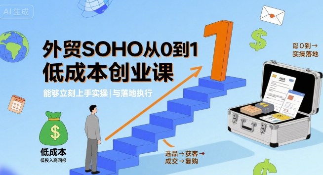外贸SOHO从0到1低成本创业课,能够立刻上手实操与落地执行