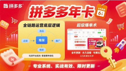拼多多年卡【8月更新6节】拼多多全链路运营底层逻辑,超级爆单术