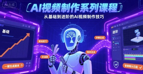 AI视频制作系列课程，从基础到进阶的AI视频制作技巧全涵盖